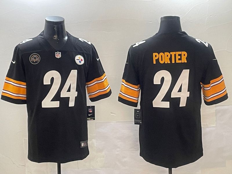 Men Pittsburgh Steelers #24 Porter Black Second generation 2024 Nike Limited NFL Jersey style 01042->houston texans->NFL Jersey